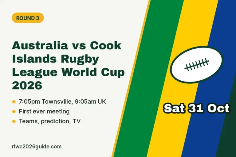 Australian Rugby Teager Tonga vs Samoa Rugby League World Cup 2026