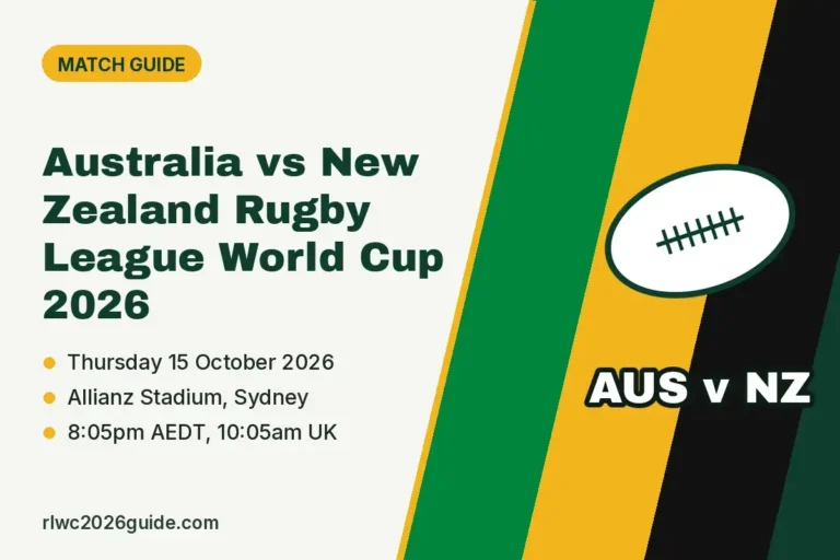 Australia vs New Zealand Rugby League World Cup 2026