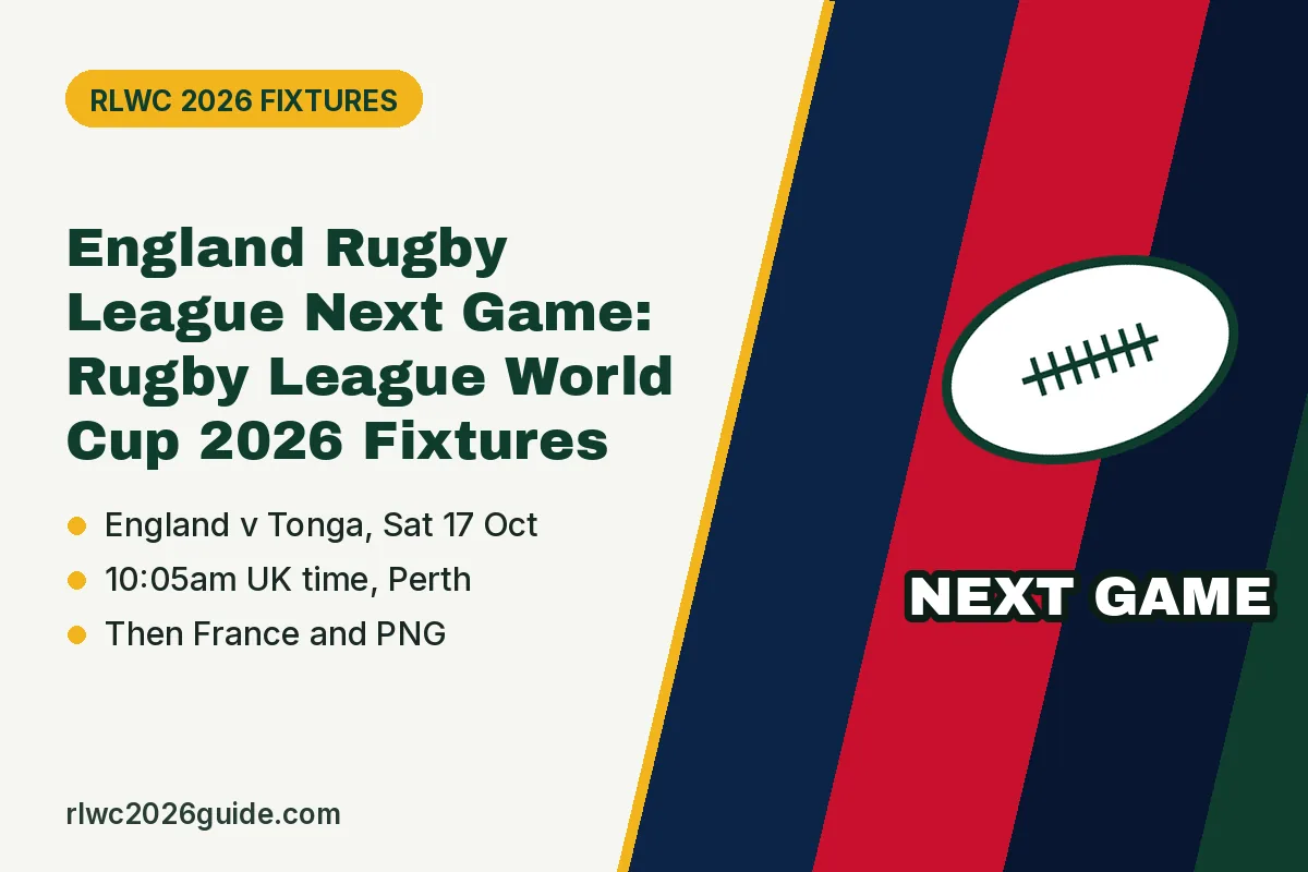 England Rugby League Next Game: Rugby League World Cup 2026 Fixtures