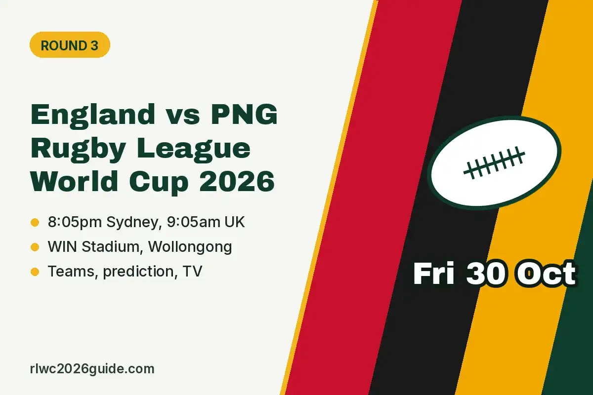 England vs PNG Rugby League World Cup 2026