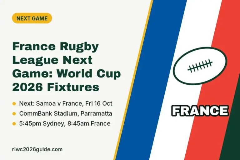 France Rugby League Next Game: World Cup 2026 Fixtures