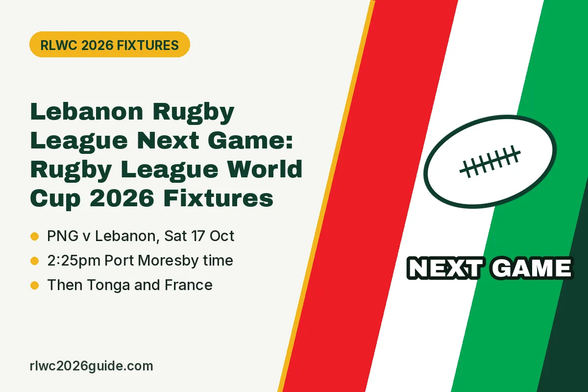 Lebanon Rugby League Next Game: World Cup 2026 Fixtures