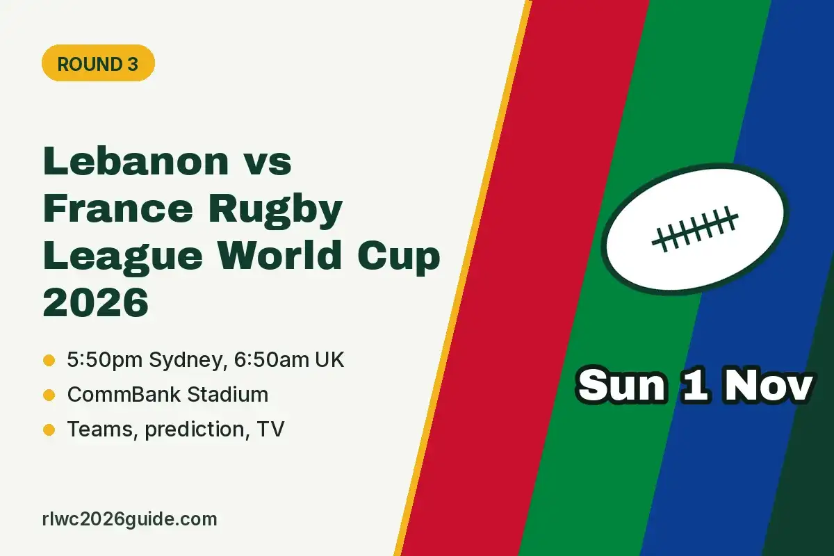 Lebanon vs France Rugby League World Cup 2026