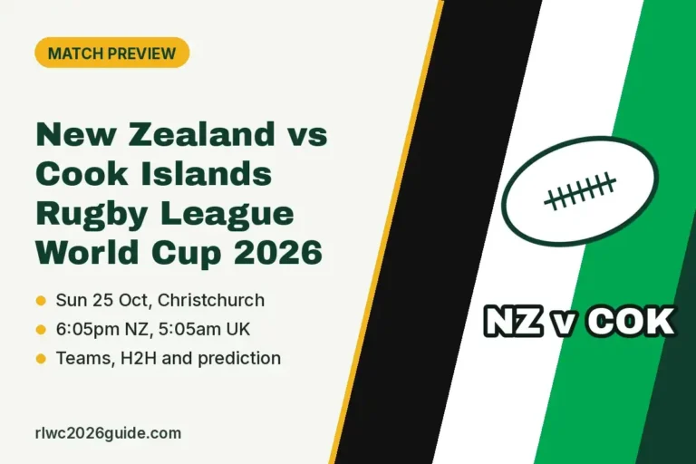 New Zealand vs Cook Islands Rugby League World Cup 2026