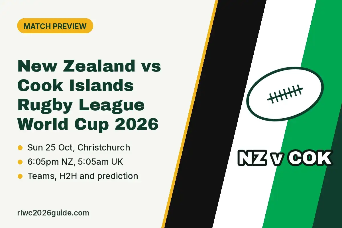 New Zealand vs Cook Islands Rugby League World Cup 2026