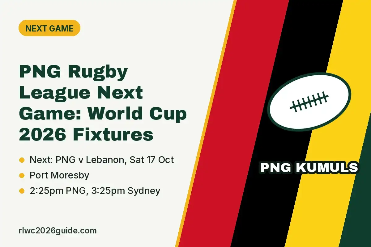 PNG Rugby League Next Game: World Cup 2026 Fixtures