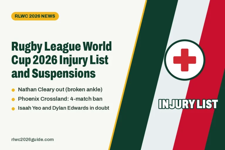 Rugby League World Cup 2026 Injury List and Suspensions