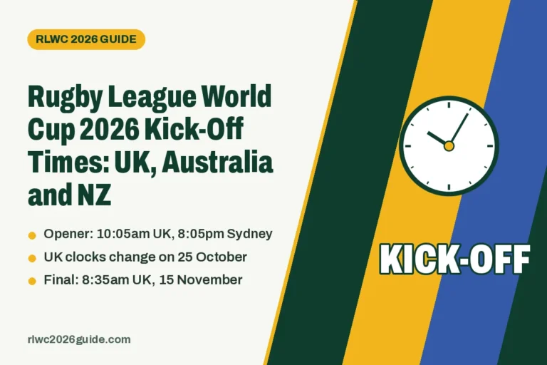 Rugby League World Cup 2026 Kick-Off Times: UK, Australia and NZ