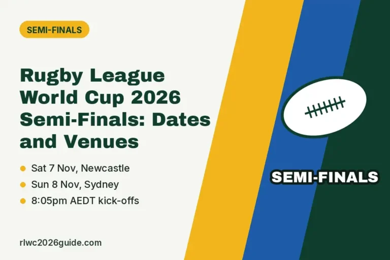 Rugby League World Cup 2026 Semi-Finals: Dates and Venues