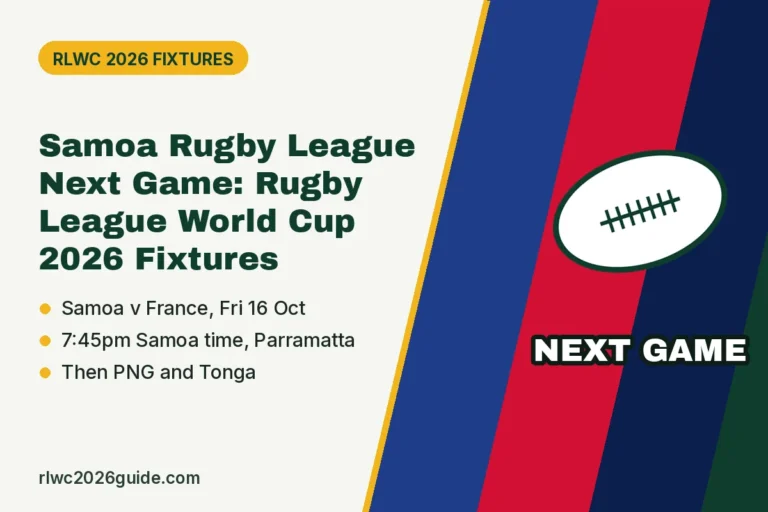 Samoa Rugby League Next Game: Rugby League World Cup 2026 Fixtures