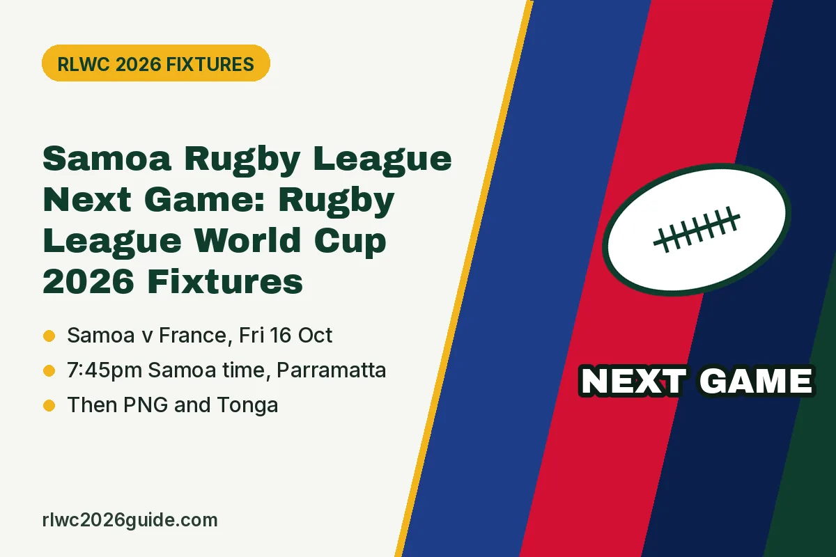 Samoa Rugby League Next Game: Rugby League World Cup 2026 Fixtures