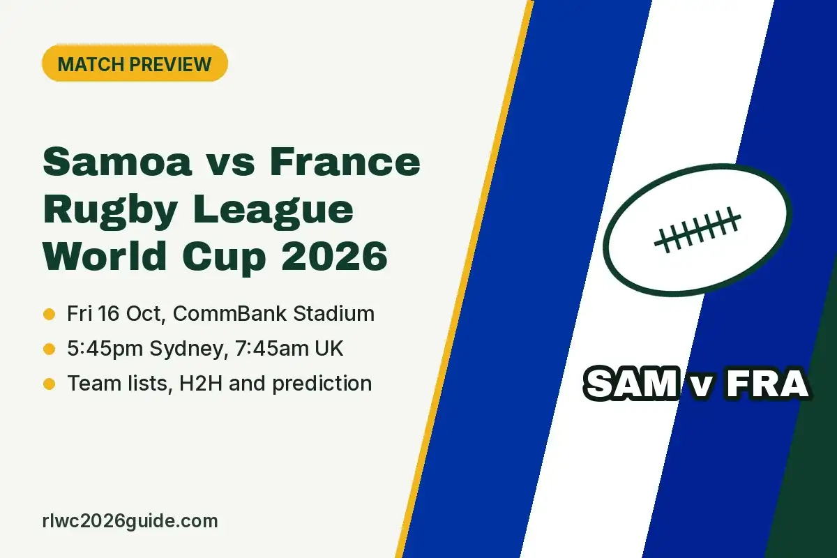 Samoa vs France Rugby League World Cup 2026