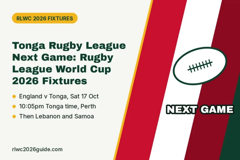 Tonga Rugby League Next Game: Rugby League World Cup 2026 Fixtures