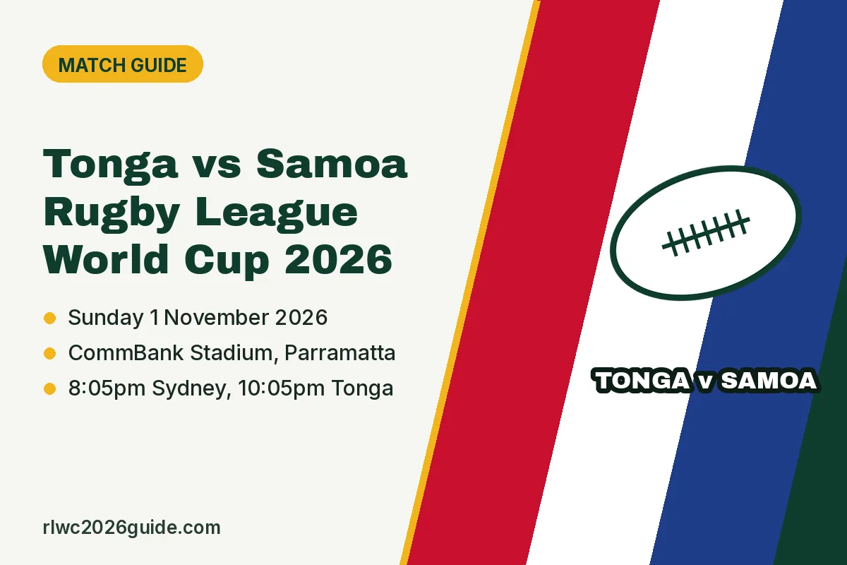 Tonga vs Samoa Rugby League World Cup 2026